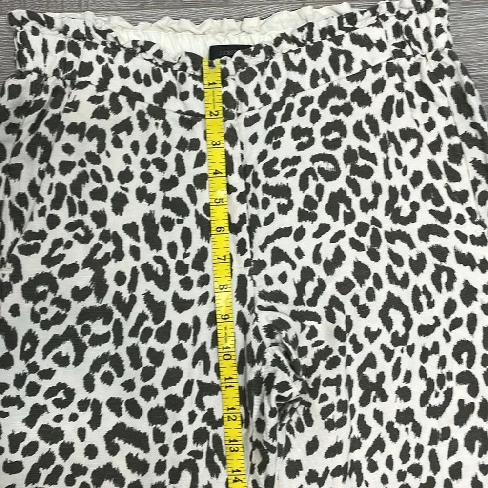 J. Crew Ruffle Waist Linen Blend Leopard Pants 6